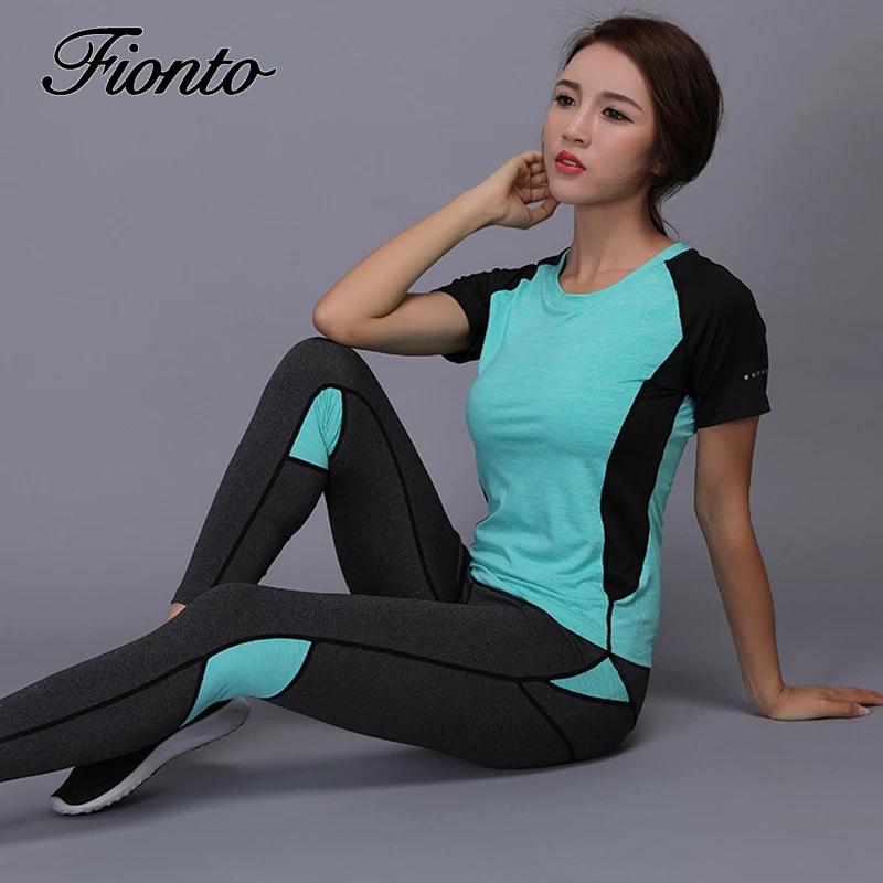 

Women sportswear Yoga Set Fitness Gym Clothes Running Tennis short sleeve Shirt+Pants Yoga Leggings Jogging Workout Sport Suit, Purple top