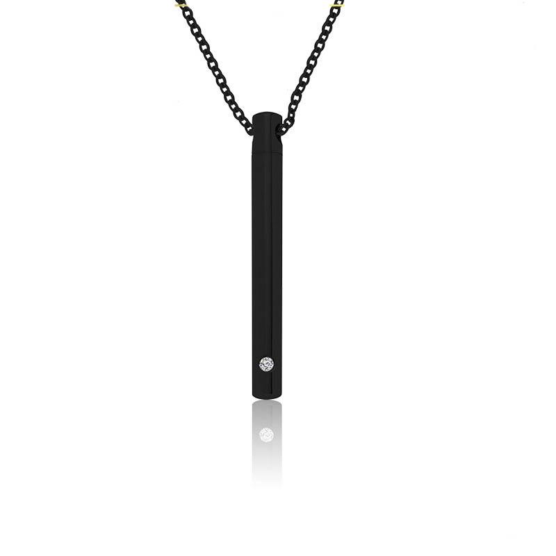

Black Silver Color Cylindrical Bottle Pendant Urn Ashes Necklace for Men Woman Stainless Steel Memorial Anniversary Male Jewelry