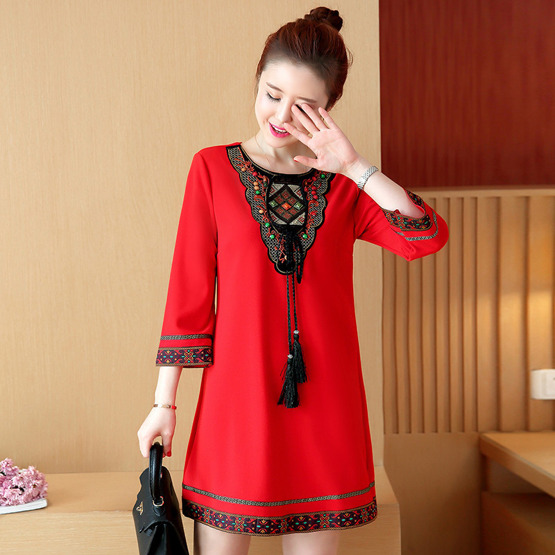 

2021 New Dressed in the Red Neck Embroidered Vintage Clothes Huge Tassel Dress Women's Summer Fy506 Party Dresses N8pk, Black
