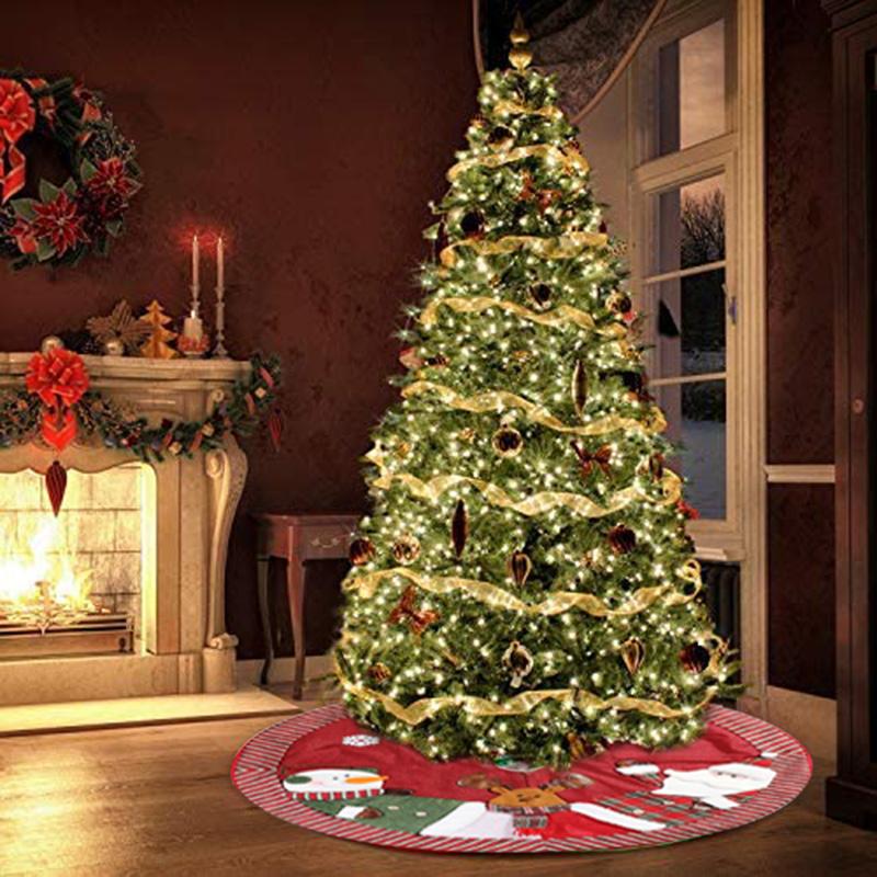 

Christmas Tree Skirt Cute Santa and Snowman Dolls Design Tree Skirt Plush Xmas Decoration for Christmas HG99