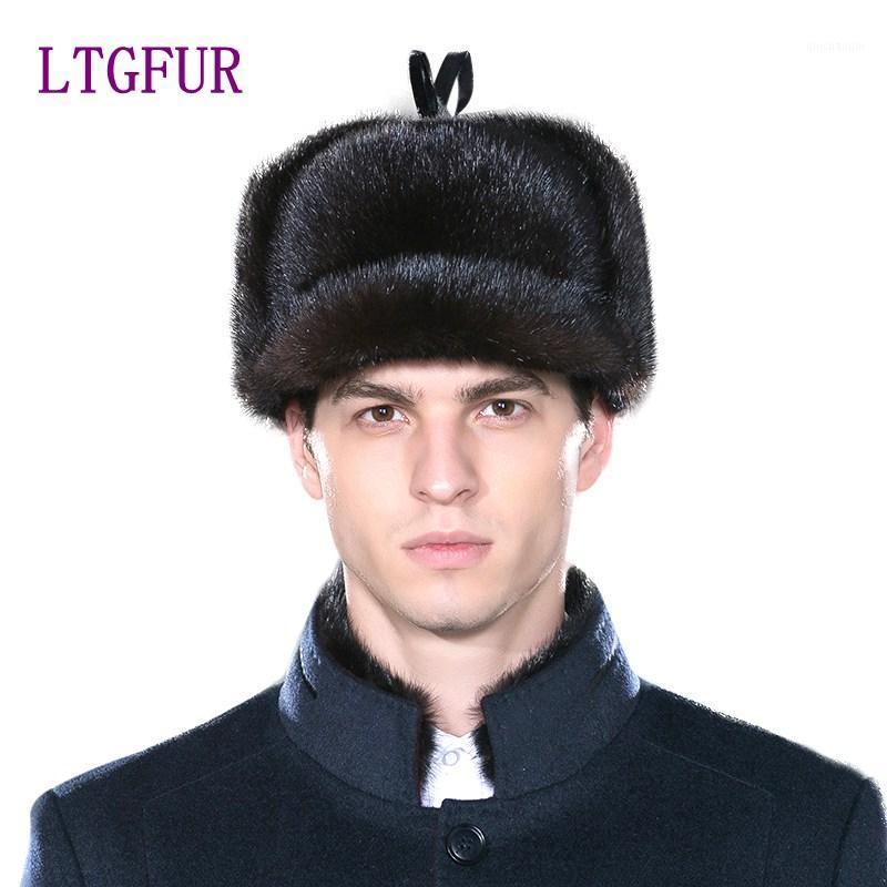 

New winter men's mink hat the whole old ear-fur Lei Feng Cap winter padded real leather keep warm1