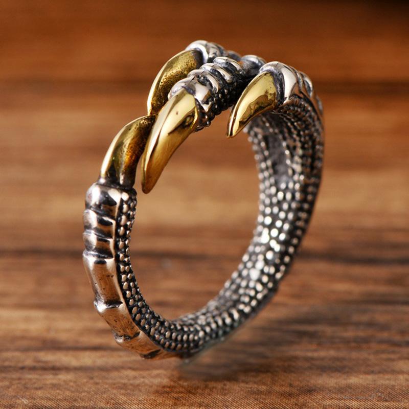 

Genuine Solid 925 Silver Rings Vintage Dragon Claw Rings for Men Adjustable Sterling Silver Anello Uomo Jewelry