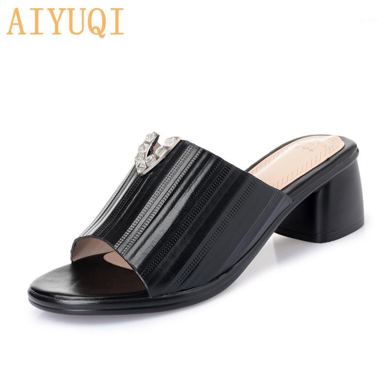 

AIYUQI Women slippers summer 2020 new sandals women genuine leather large size flip flop fashion shoes for red footwear1, White