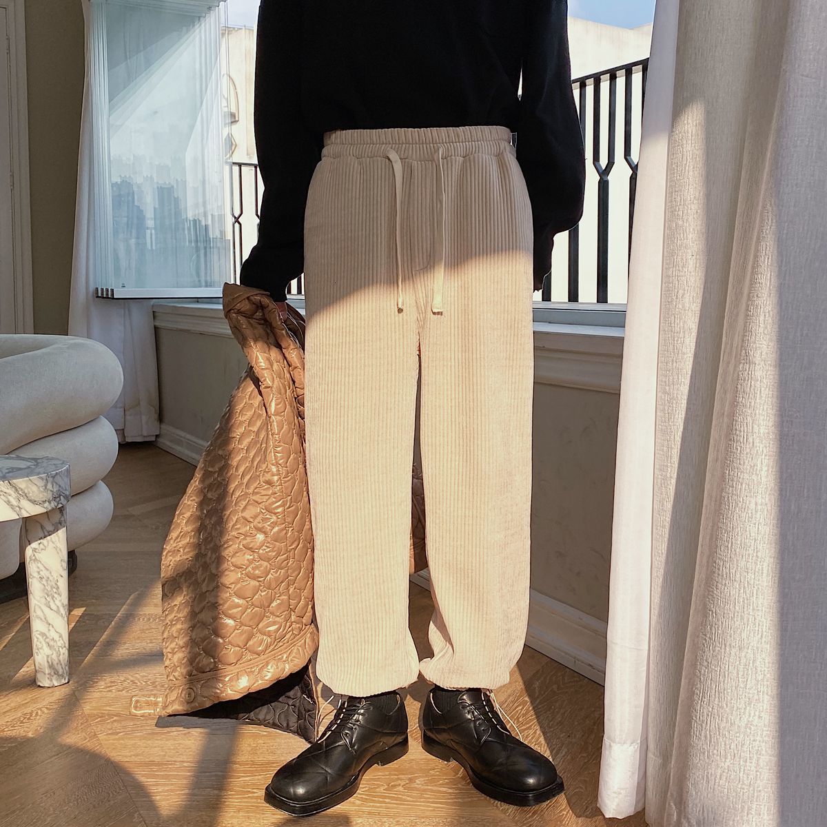 

Men's Trousers 2021 Autumn Thin New Corset Breeches Long Fashion Male Youth Wear OTIU, Apricot