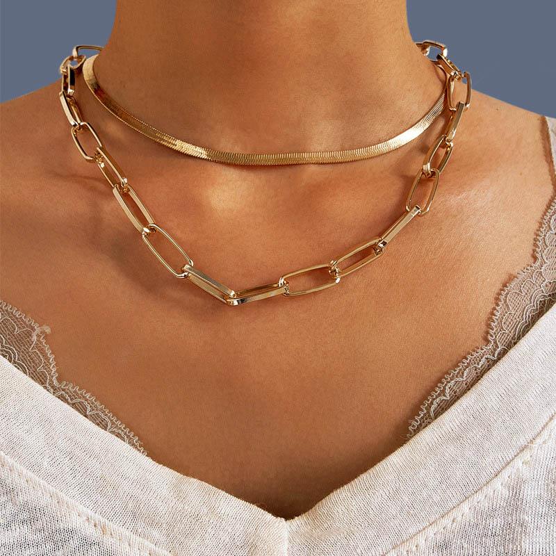 

Punk Fashion Metal Multilayer Chain Necklace For Women Neck Chains Vintage Lady Girl Simple Decorations Jewelry Choker Gifts