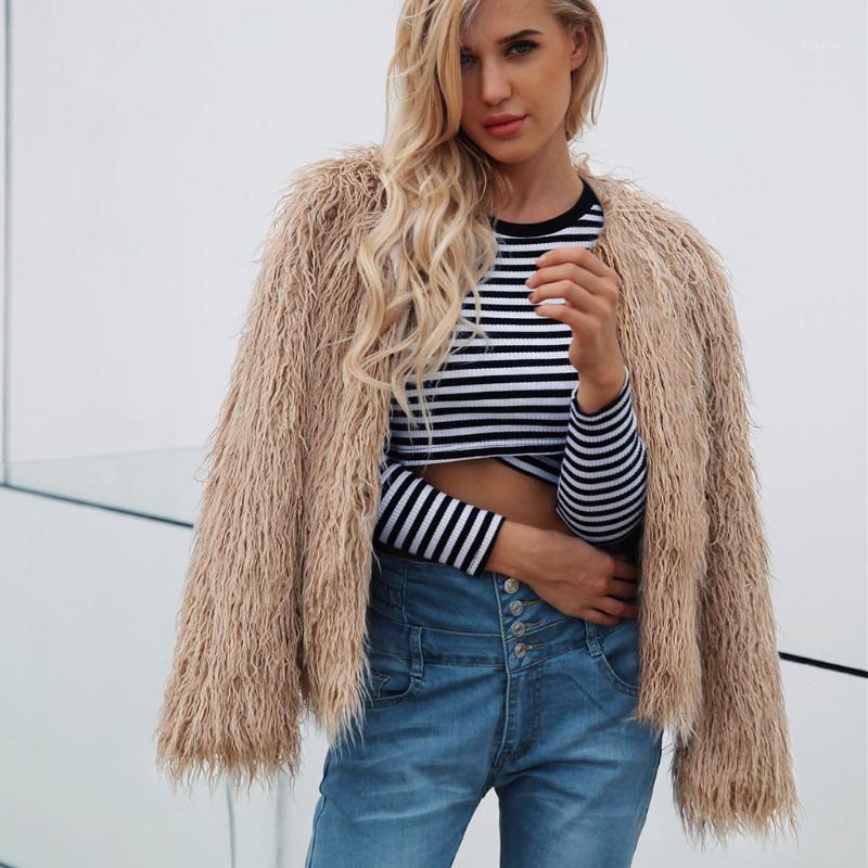 

Coat Female 2020 Womens Ladies Warm Faux Fur Coat Jacket Winter Solid Parka Plus Size -3XL Outerwear fourrure femme1, Green