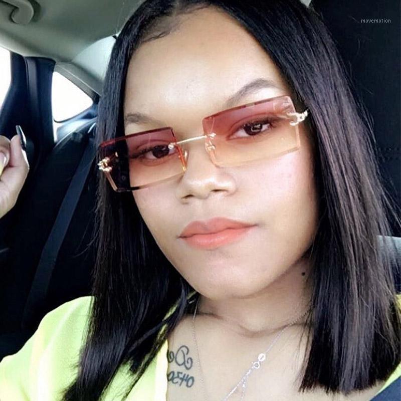

Luxury Womens Rimless Sunglasses Men Vintage Rectangle Sunglasses Brand Fashion Gradient Lens Square Sun glasses UV400 Shades1