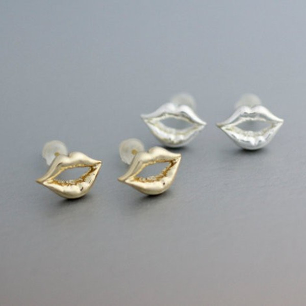 

Fashion Unique Lip studs earrings Open Mouth Ear Studs Suitable for Men And Women Gold Silver Rose Three Color Optional