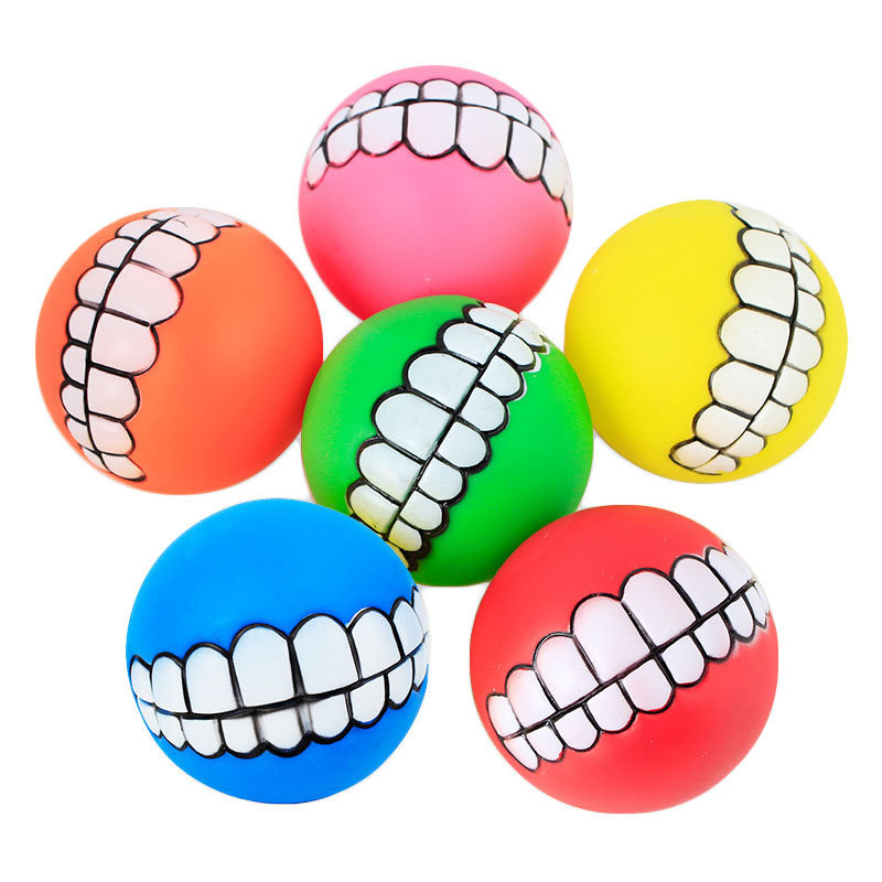 

Funny Pets Dog Puppy Cat Ball Teeth Toy PVC Chew Sound Dogs Play Fetching Squeak Toys Pet Supplies Puppy Ball Teeth Silicon Toy 187 K2