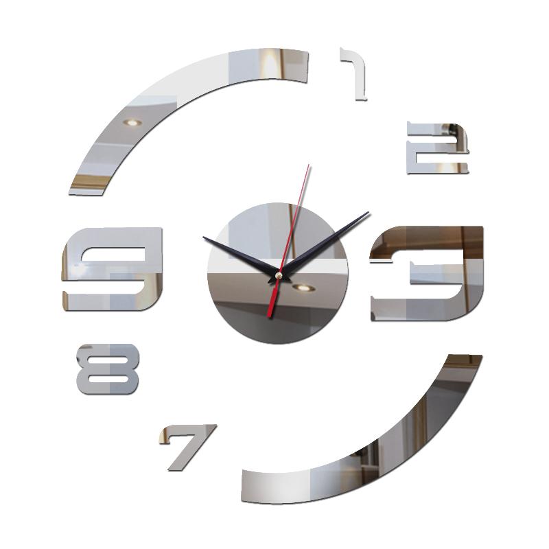 

promotion acrylic mirror black silver quartz real living room wall clocks home decor 3d stickers diy clock beautiful art