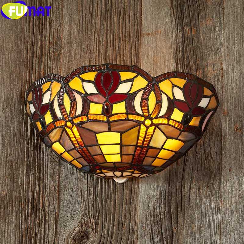 

FUMAT Stained Glass Wall Lamp Decorative Backlight Porch Light Classical Nordic Mirror Courtyard Lighting Tiffany Style Art