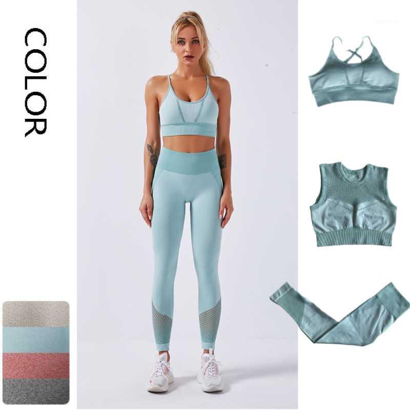 

3pcs Seamless Yoga Set Women Fitness Set Gym Clothing Quick dry High Waist Sport Leggings +Sport Bra Top Workout Sportwear1, 2pcs red