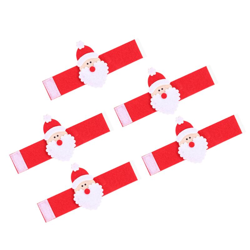

5Pcs Christmas Santa Claus Napkin Holders Non-woven Towel Ring Table Decoration Party Supplies(Red