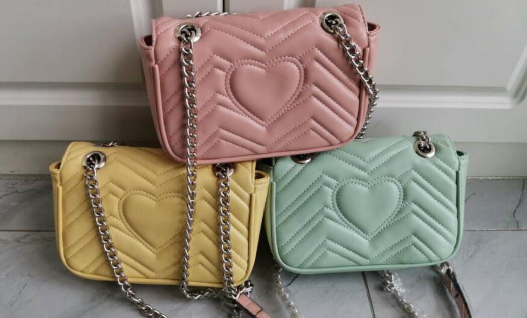 2021 NEW 7 Colors Marmont handle bag women handbag female Shoulder bag lady silver chain bags Messenger bags 2 size