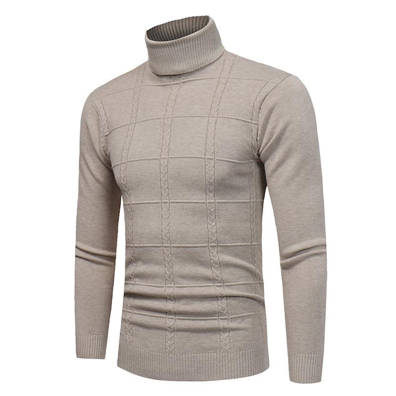 

Autumn Winter Men's sweater Men's Turtleneck Solid Color Casual Sweater Slim Fit Brand Knitted Pullovers, Black