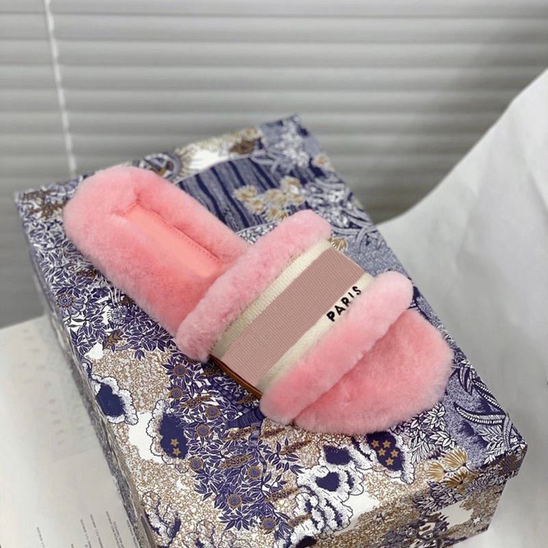 

Women Embroidered Cotton Design Fur Slippers Black Blue Grey Canvas Rubber Fluff Slides Womens Classic Embroidery Home Flip Flops Casual War