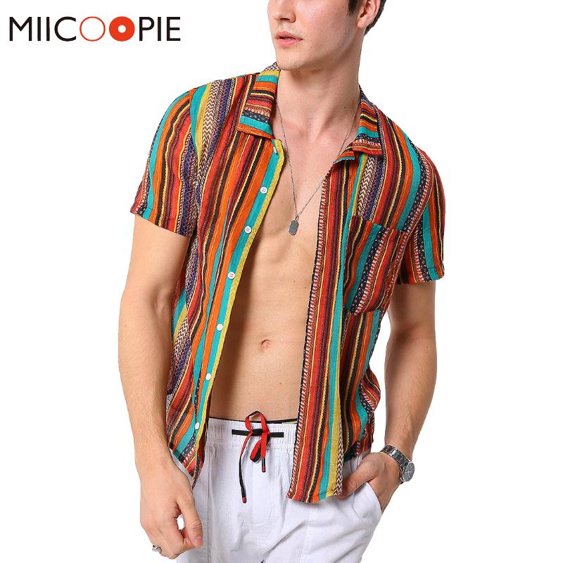 

Brand Short Sleeved Multi Color Striped Shirt Men Tops Summer Turndown Collar Buttons Mens Hawaiian Casual Harujuku Shirts -5XL, Red