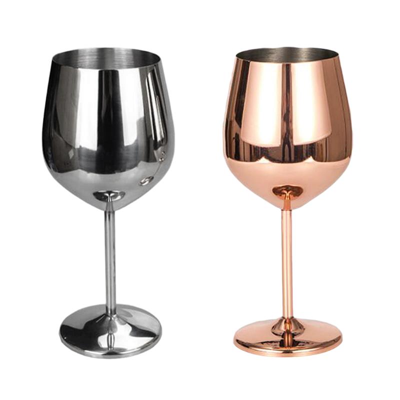 

Stainless Wine Glass Goblet White or Red Wine Drinking Glasses Cup Silver Red Goblet Rose Gold
