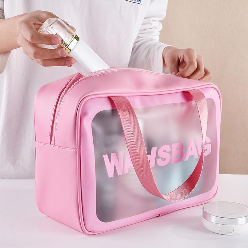 

PVC Transparent Makeup Bag Women Wash Bag Travel Organizer Large Capacity Cosmetic Storage Hand Clear Bags 20201