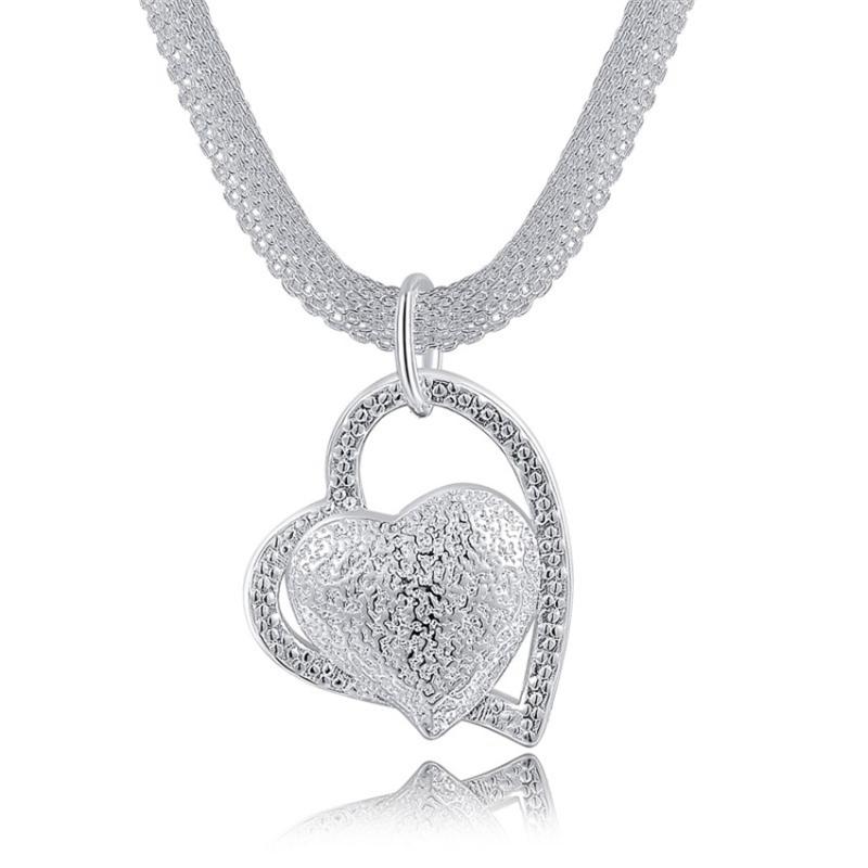 

N270 Free shipping Popular Beautiful fashion Elegant silver color charm Mesh chain retro HEART pretty Lady Necklace jewelry