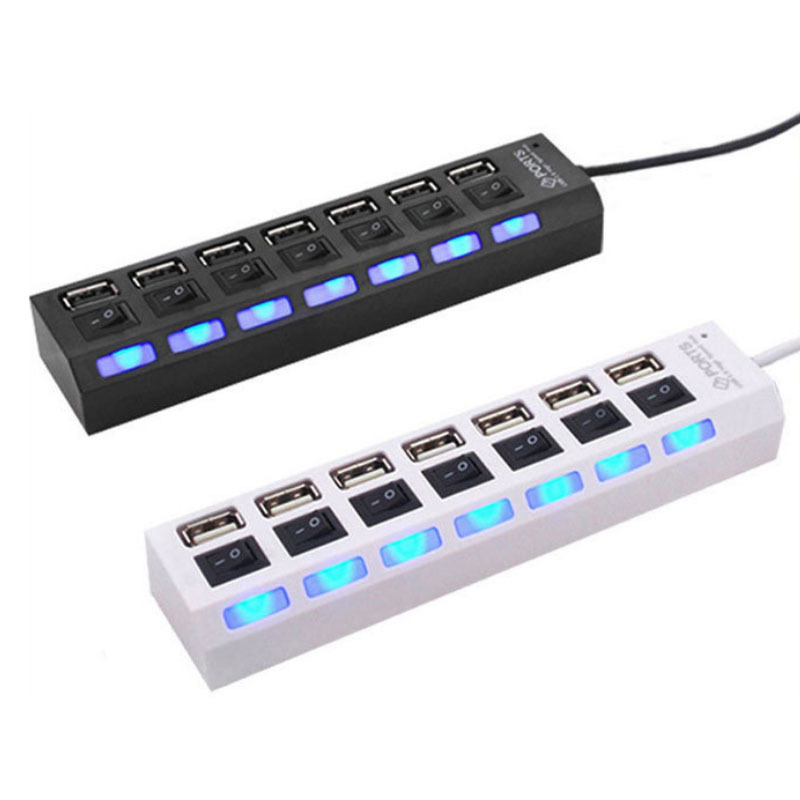 

USB Hub 2.0 Multi High Speed 4 7 Ports On Off Switches Adapters Splitter Adapter Computer Accessories For PC Laptop USBs Expand