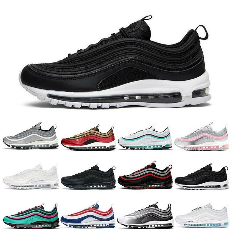 

With Bred 97 Air Cushion Men Women Running Shoes Max 97s Laser Fuchsia Evergreen Sunburst UNDEFEATED Sports Outdoor Trainers
