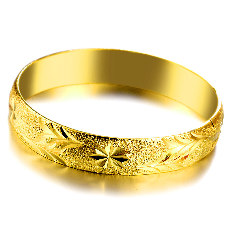 

Classic Fashion Big Size Bangle Gold Filled Scrub Carved Flower Charm Women Bracelets Bangles Diameter 64MM,Openable