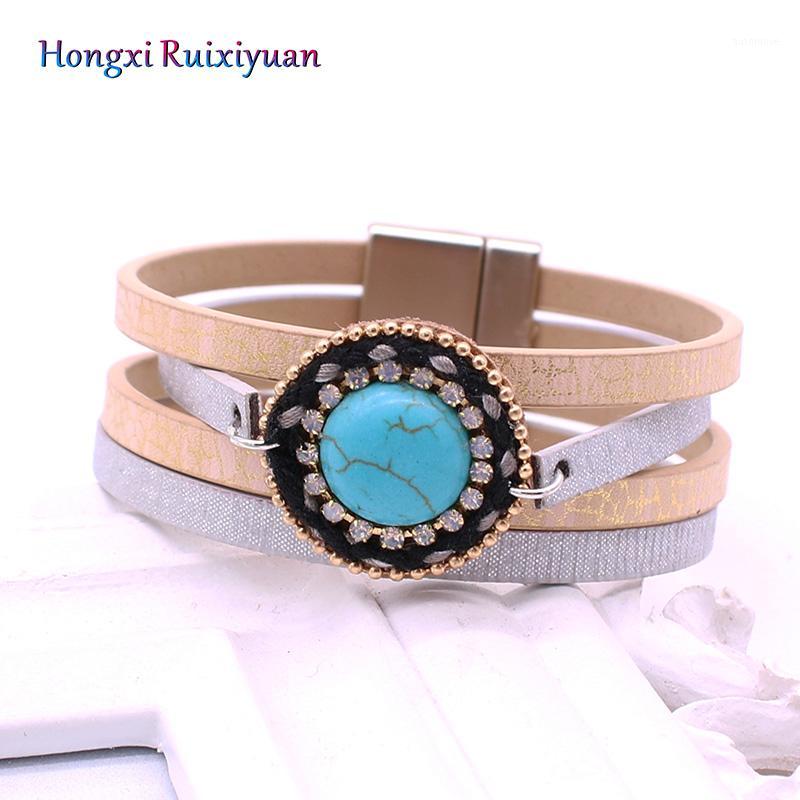 

Bracelet jewelry fashion multi-layer PU leather bracelet and high quality magnetic buckle charm jewelry gift1