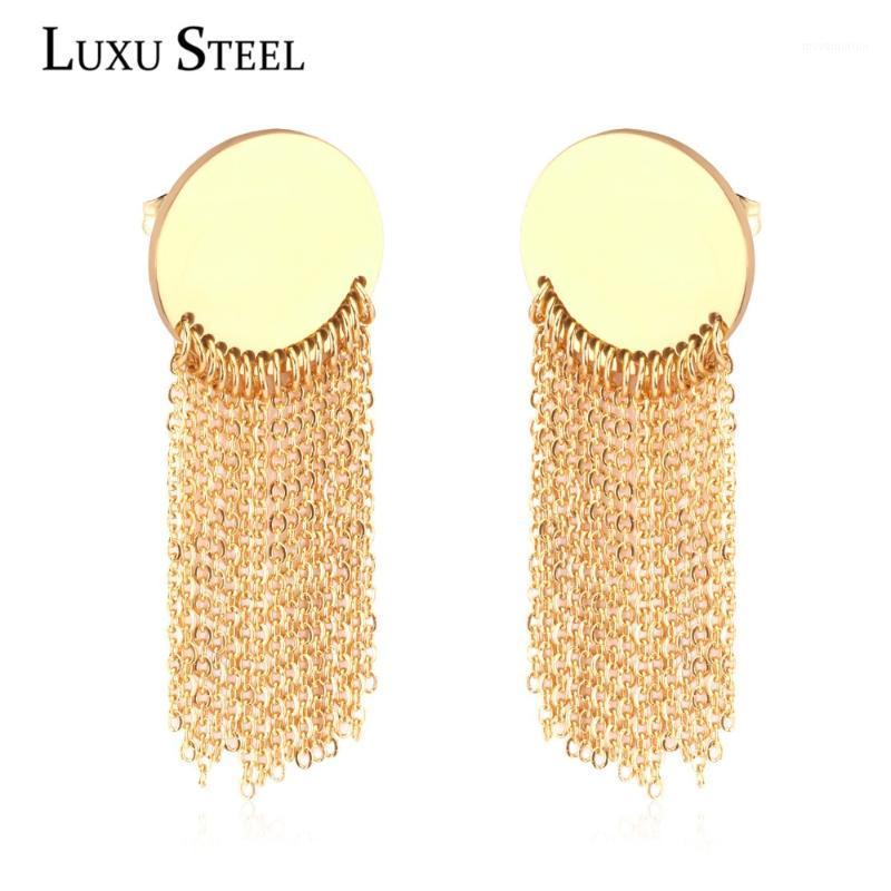 

LUXUSTEEL Brinco Mujer Gold Color Chain Tassel Drop Earring Stainless Steel Earring Fashion Jewelry For Women/Girl Wholesale1
