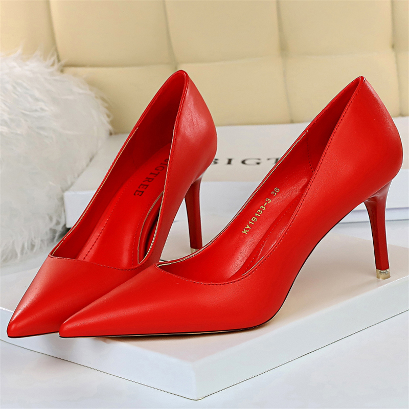 

2021 woman fetish 7.5cm and 10.5cm high heels nuptial scarpins red stripper shoes size big office bombs stiletto pumps JIV6, Pink seven.
