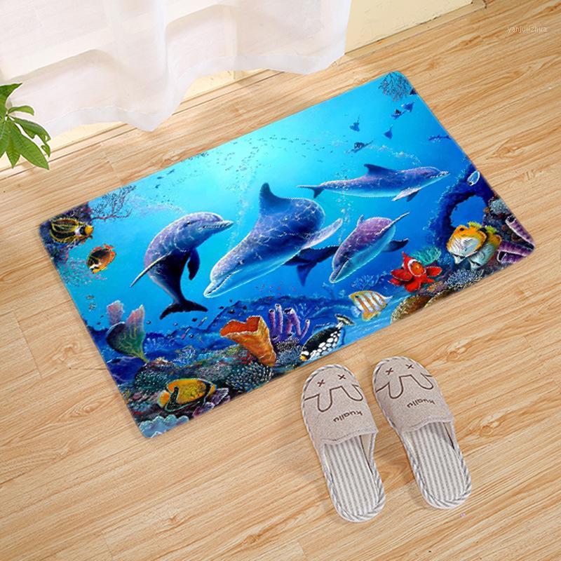 

Undersea World Doormat Bathroom Kitchen Floor Mat Door Rugs Nordic Fish Dolphin Carpet Non-Slip Mat 3 Sizes felpudo paillasson1, Pattern 14