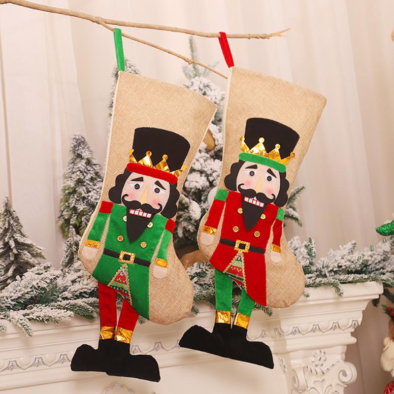 

Cartoon Walnut Soldier Christmas Stocking Xmas Tree Ornaments Home Decoration Kids Candy Bag Snowman Deer Pocket
