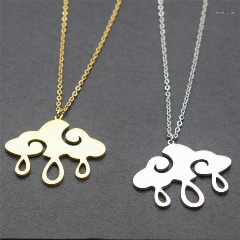 

Stainless Steel Gold Color Cloud Rain Pendant Necklaces for Women Bijoux Femme1