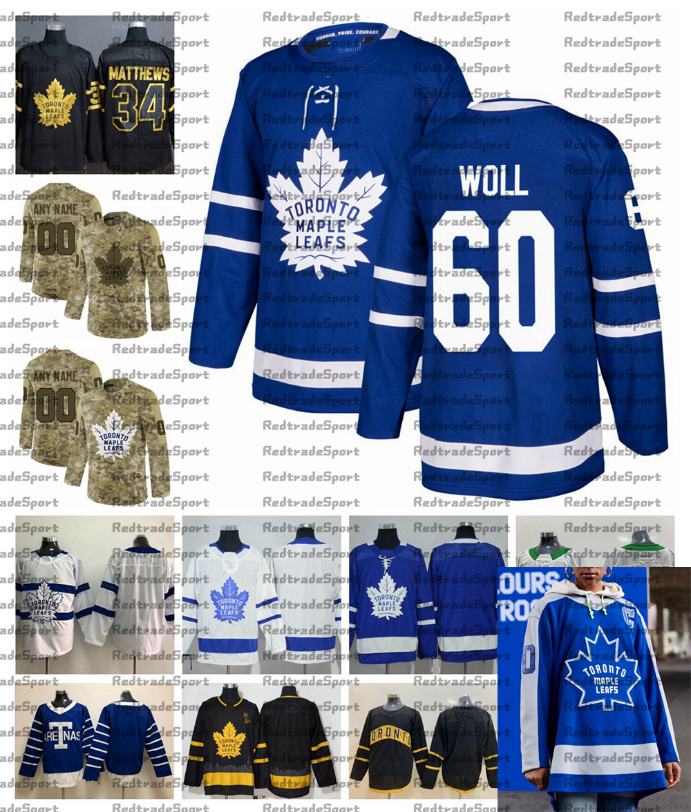 

2021 Reverse Retro Customize #60 Joseph Woll Toronto Maple Leafs Jerseys Golden Edition Camo Veterans Day Fights Cancer Hockey Jersey, Black;red