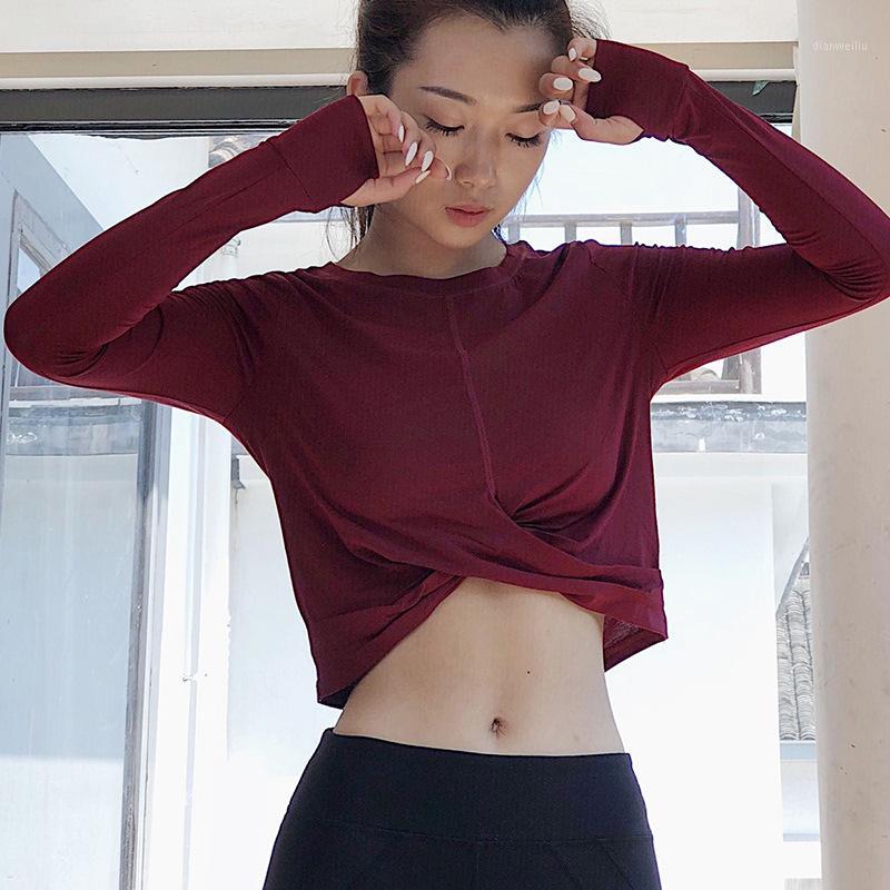 

Navel Short Fund Motion Jacket Woman Easy Run Speed Do Long Sleeve T Pity Yoga Short Sleeve Bodybuilding Take The Tide1, Claret-red