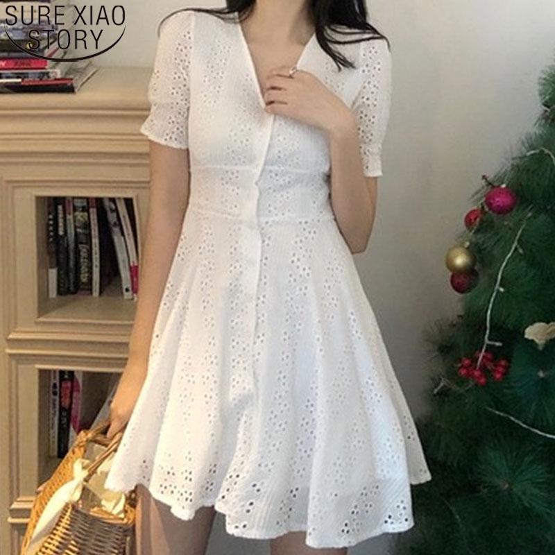 

Party Dresses Temperament Solid Hollow Out White Dress Sweet Summer For Women High Waist Slim Vestidos 14141, White;black