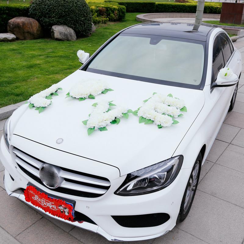 

Artificial Flowers Wedding Car Decoration Wedding Pompoms Silk Flower Garland DIY Wreath Accessories, White