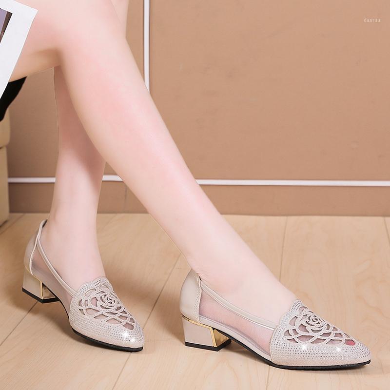 

Large Size Women Pumps Mesh Boat Shoes Medium Heels Dress Shoes Ladies Sandals Pointed Toe Hollow Out Pump zapatos mujer 8067R1, Khaki