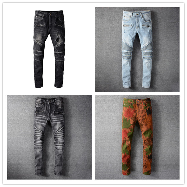 

New Luxury Designer Mens Jeans Slim-leg Denim Fashion Cowboy Male Skinny Slim-leg Pencil Pants Classic Hip Hop Hot Sale Pants SIZE -40, Style 2