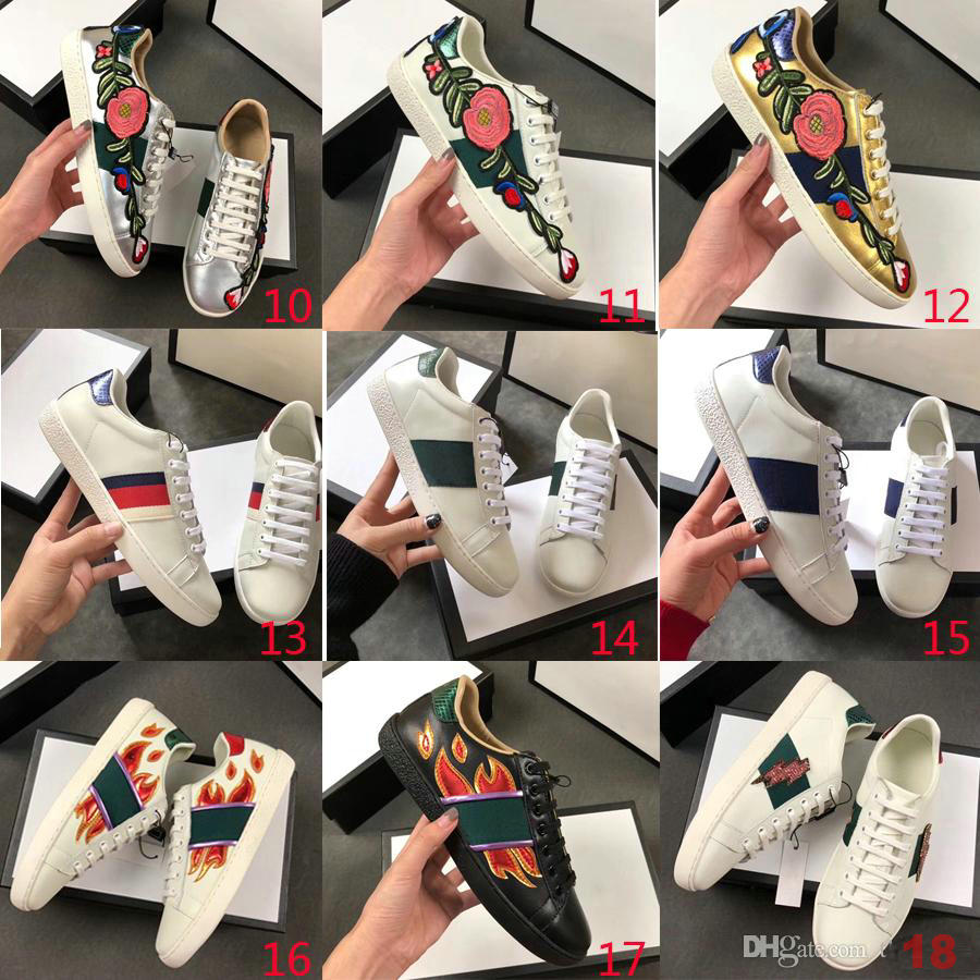 

Genuine canvas leather Flats Designers Trainers python tiger bee Flower Embroidered Cock Love men women sneakers Classic Casual Shoes, Black