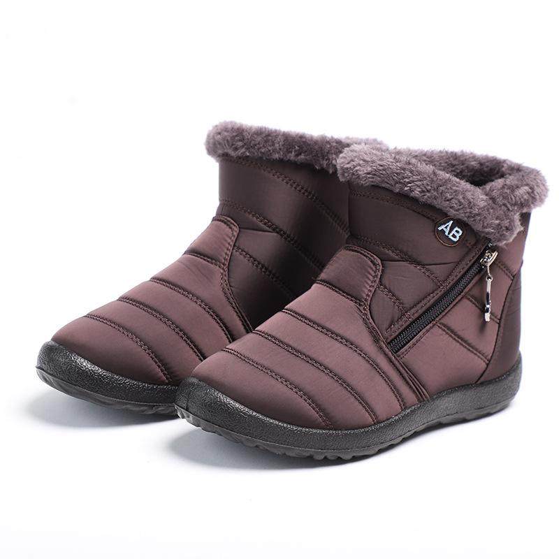

2020 Winter Boots Women's Plus Size Warm Velvet High Cotton-Padded Shoes Waterproof Warm Snow Boots Lightweight Women's, Red