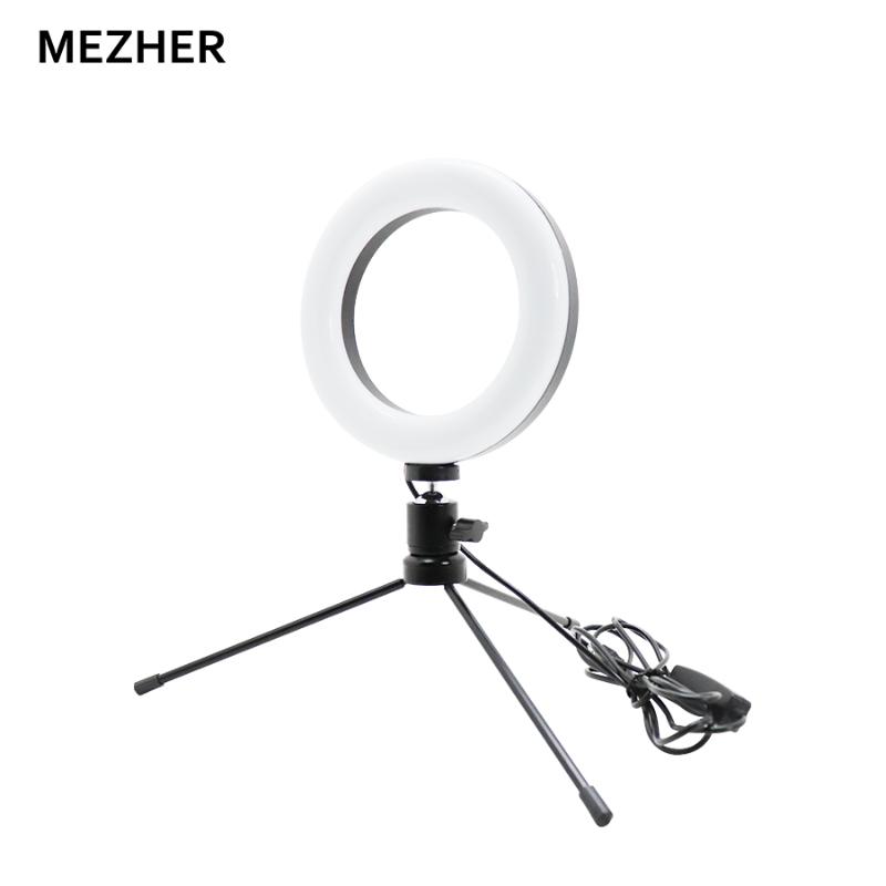 

MEZHER 6 inch RGB Dimmable LED ring light Fill Light With Desktop tripod