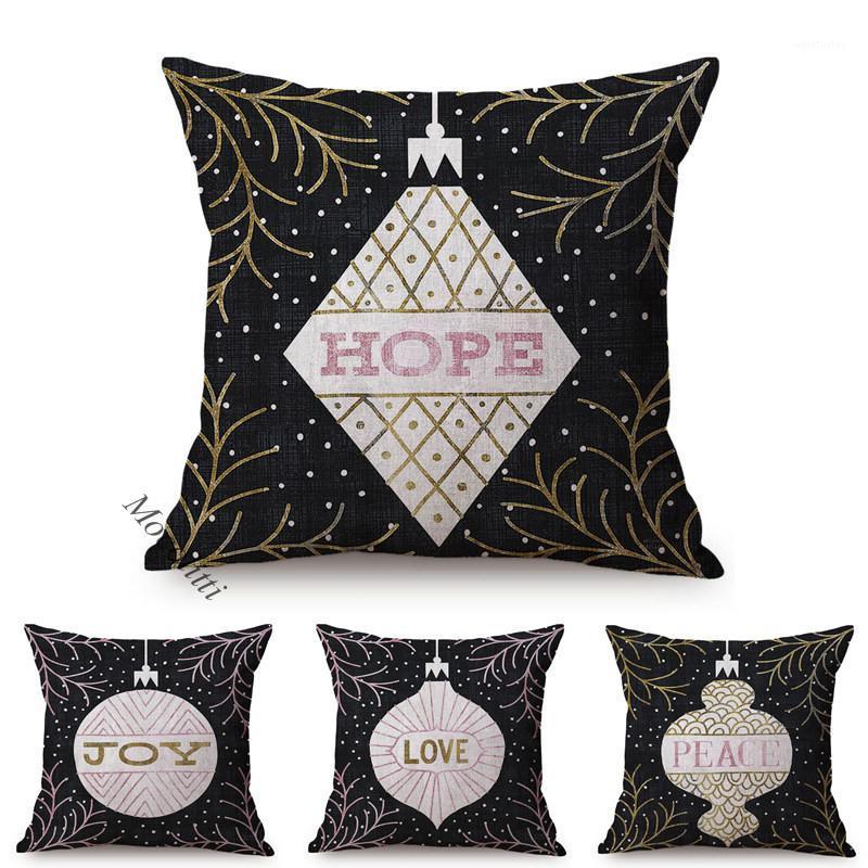 

Geometric Decoration Cushion Cover Love Letter Christmas Luxury Home Decor Pillow Case Linen Lantern Style Square Cushions Cover1, M510-2