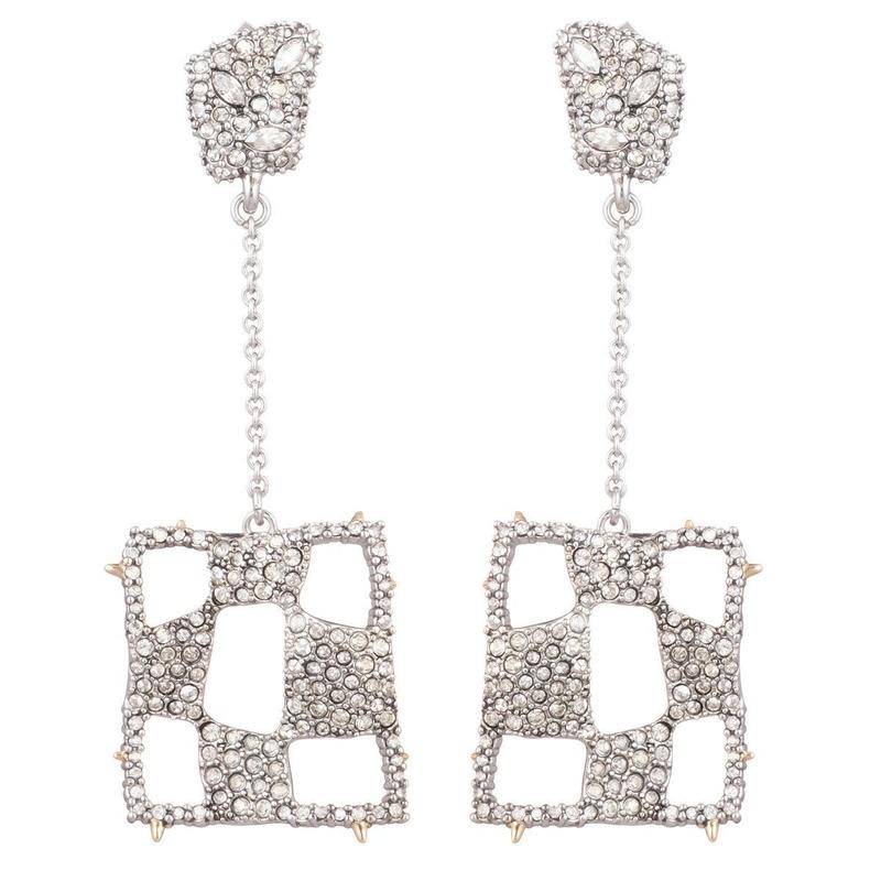 

European and American Fashion Inlaid Zircon Shiny Elegant Square Ear Stud Earrings Female