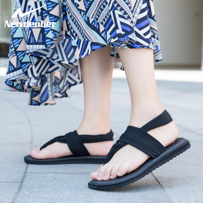 

Women Summer Sandals Yoga Soft Shoes Sling Elastic Straps Flip Flops Retro Beach Outdoor Flats Female Slippers Plus Size 43 44, Black white