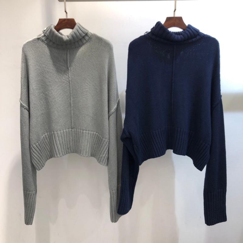 

2020 New Ladies Fashion Long Sleeve Sexy Casual Contrast Knit Turtleneck Sweater 1106