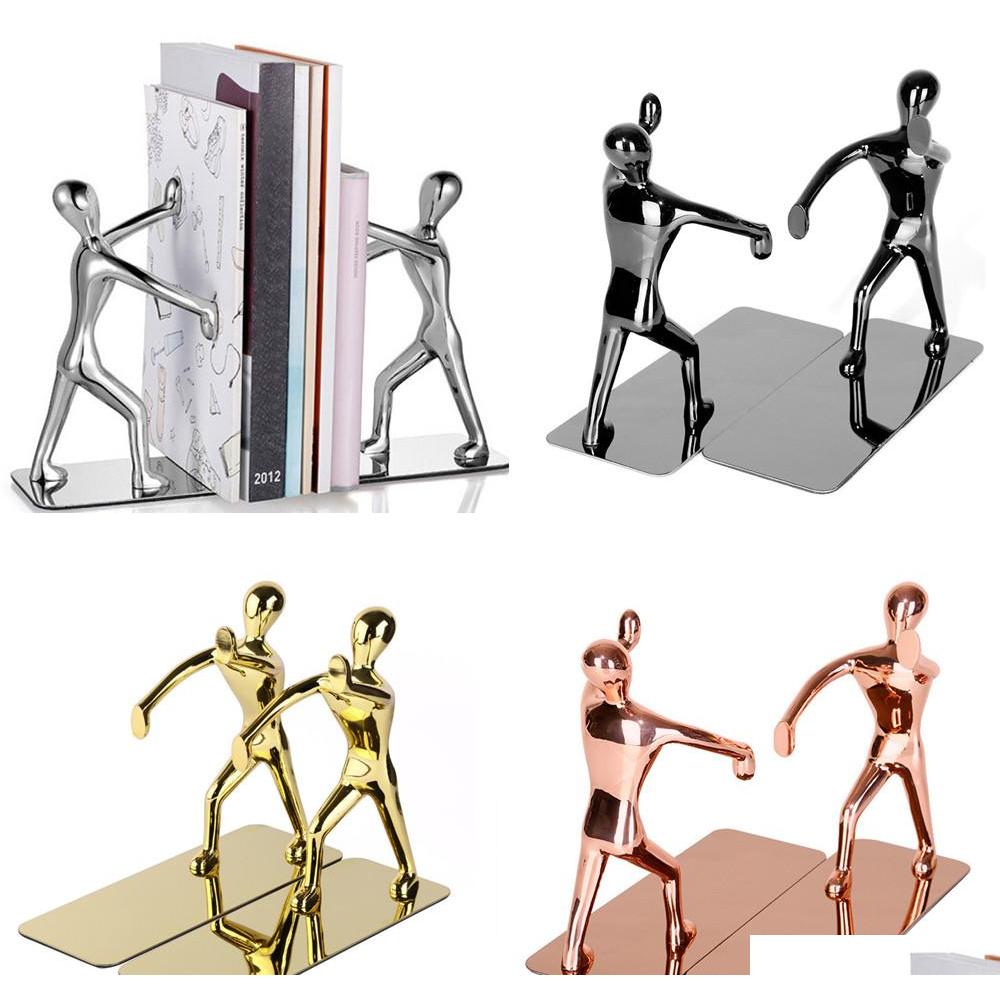 

1 pair heavy duty zinc alloy man decorative bookends, nonskid metal book ends for shelves, book support, book stopper for books