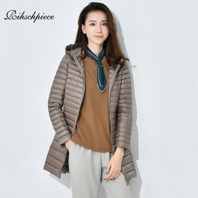 

Rihschpiece Winter Plus Size 6XL Duck Down Coat Ultra light Jacket Women Autumn Hoodie Long Black Long Puffer Jackets RZF1531