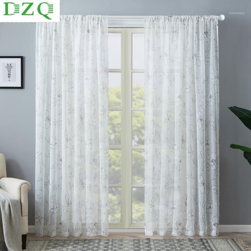 

Modern Floral Tulle Curtains for Living Room Printed Sheer Curtains for The Bedroom Kitchen Tulle Decoration Window1, Yellow