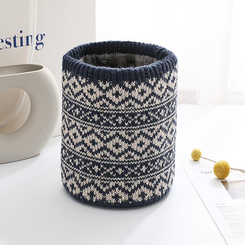 

circle winter scarf Winter men and women plus velvet knitted neck pickup double outdoor riding warm cover head neck Scarf